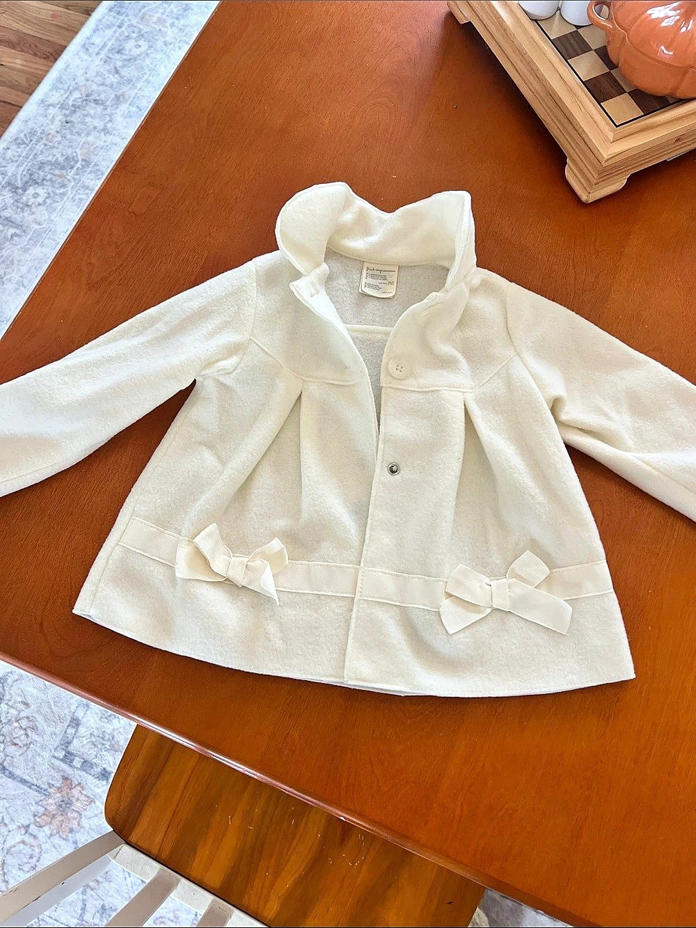 First Impressions Baby Girl White Coat Size 24M Like New